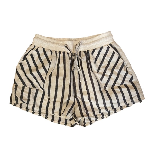 MPC Pants - MPC strips lined white and gray summer Women shorts in size small